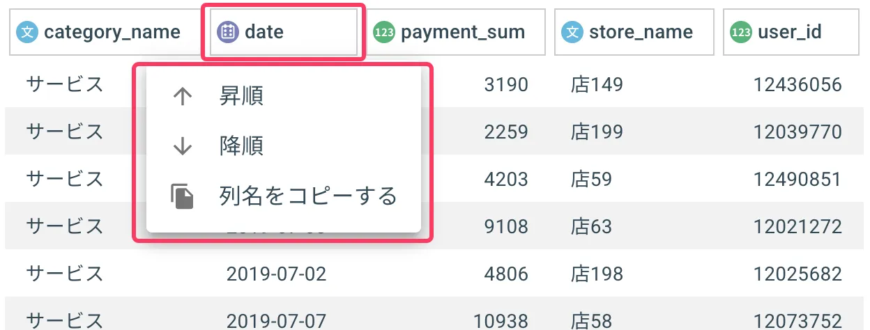 列コマンド