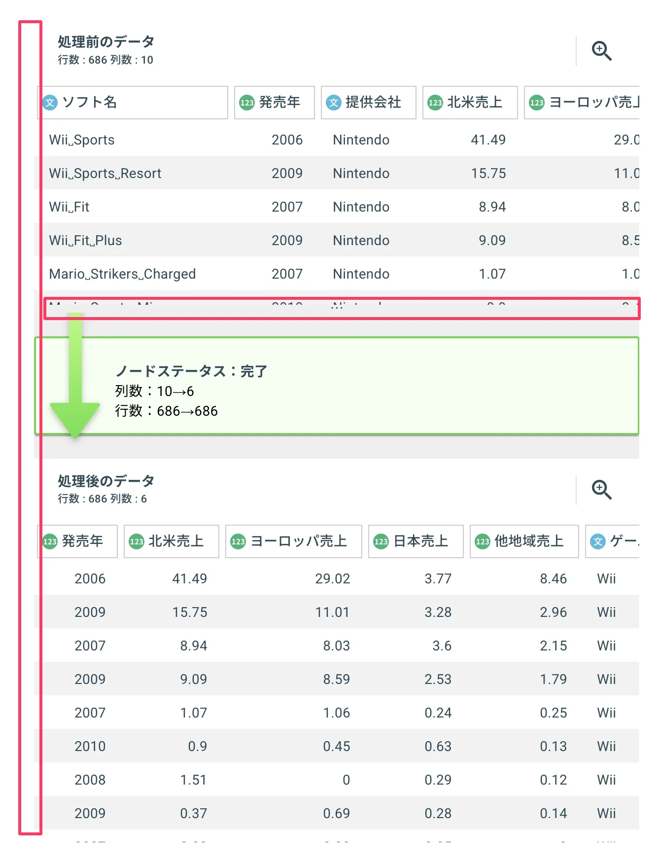 ワークスペースのドラッグアンドドロップ